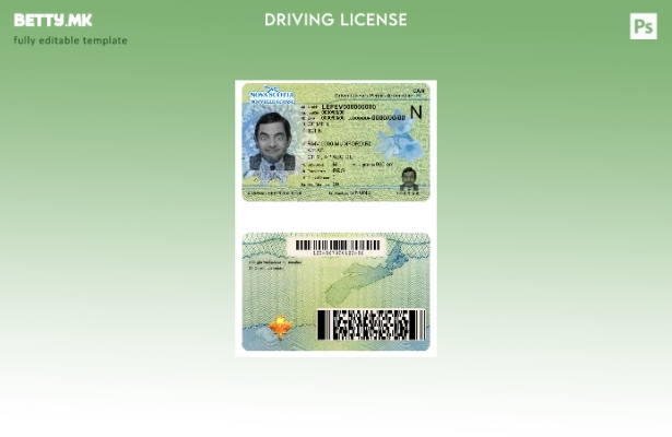 Модерен стил шаблон за возачка дозвола Канада Нова Шкотска